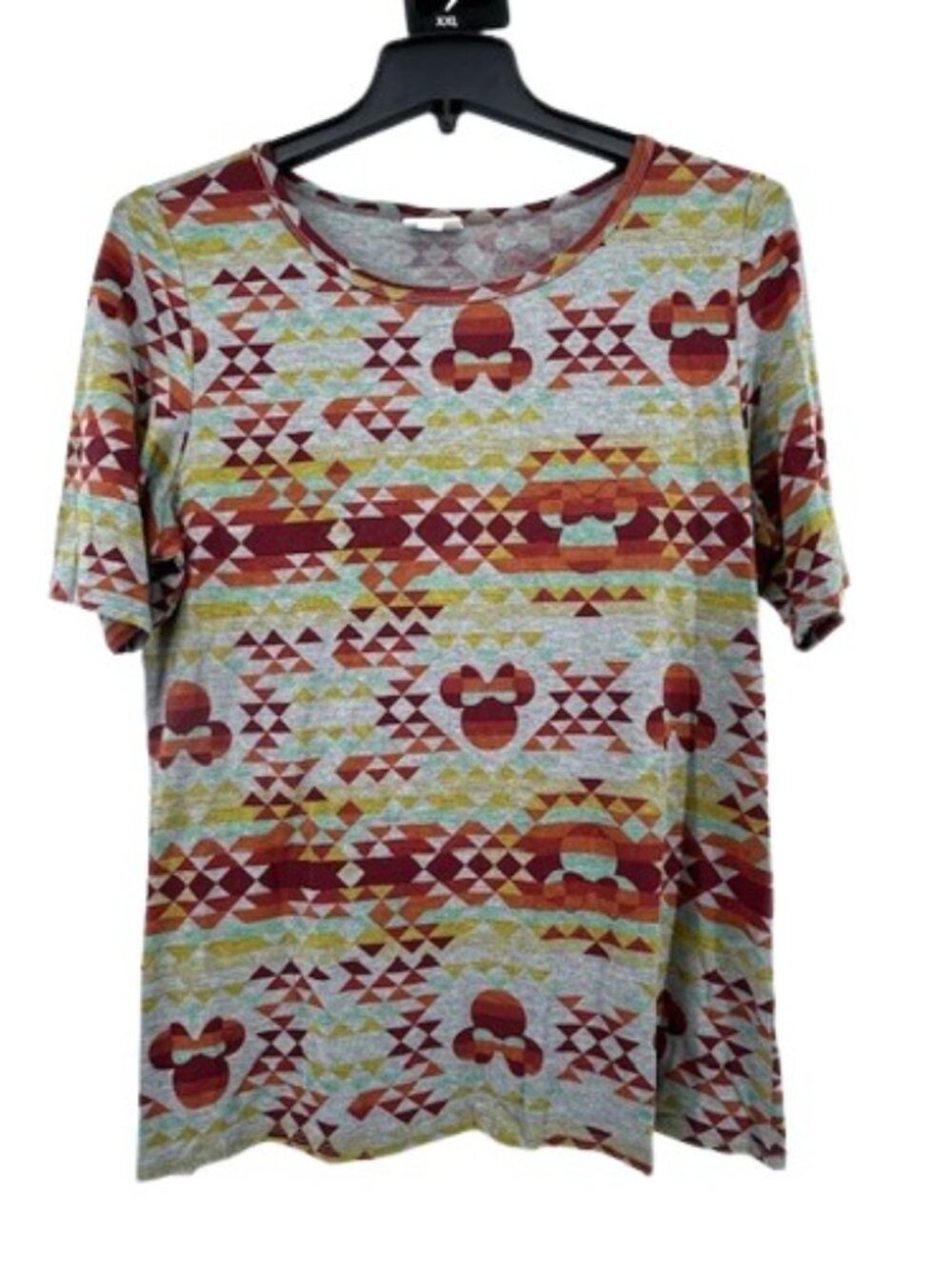 LuLaRoe Gigi Top 2XL‎ T Shirt Fitted Vibrant Geometric Disney Minnie Mouse